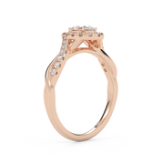 IGI Certified Twisted Halo Solitaire Engagement Ring