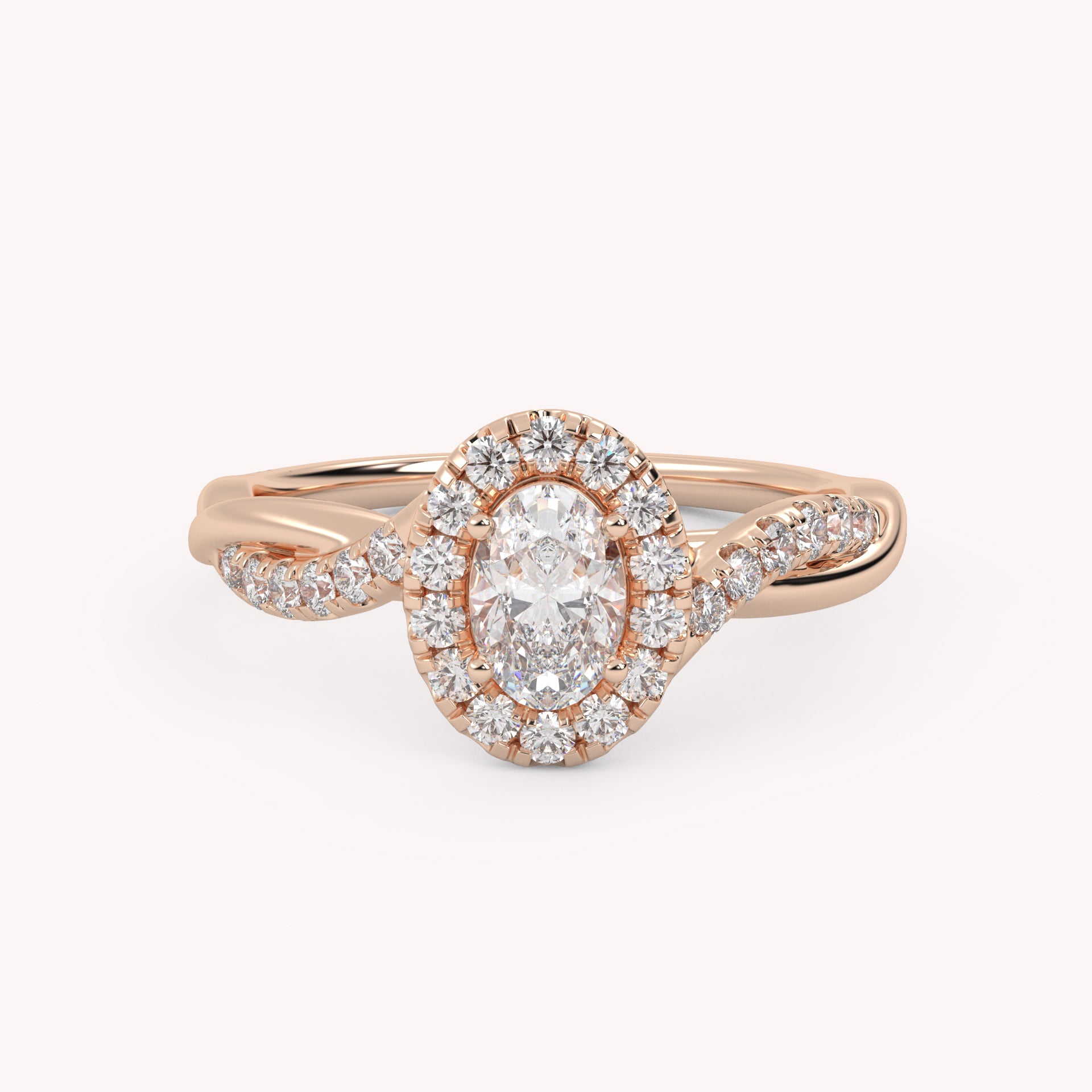 IGI Certified Twisted Halo Solitaire Engagement Ring