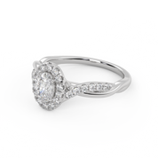 IGI Certified Twisted Halo Solitaire Engagement Ring