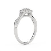 IGI Certified Twisted Halo Solitaire Engagement Ring
