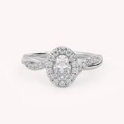 IGI Certified Twisted Halo Solitaire Engagement Ring