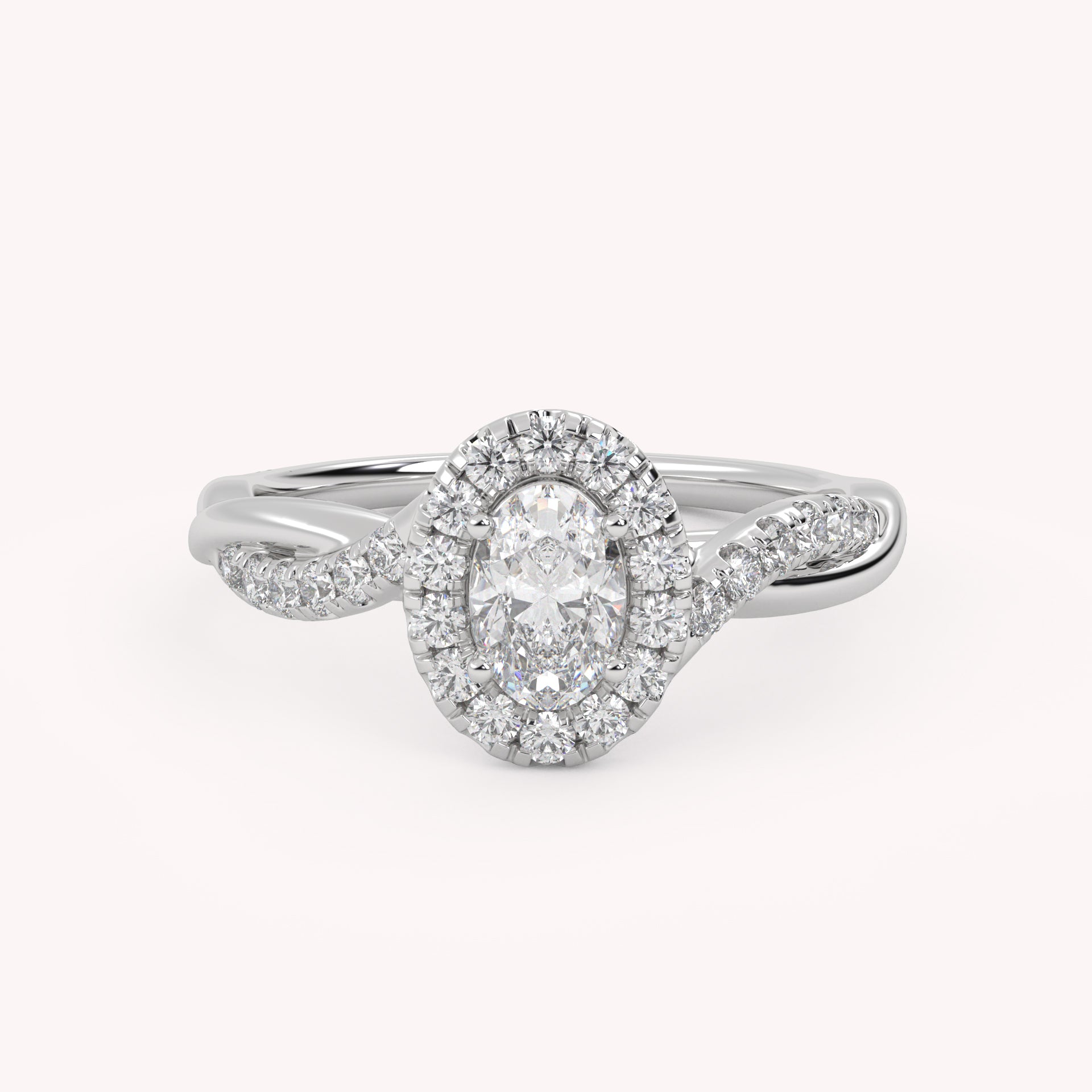 IGI Certified Twisted Halo Solitaire Engagement Ring