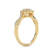 IGI Certified Twisted Halo Solitaire Engagement Ring