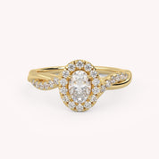 IGI Certified Twisted Halo Solitaire Engagement Ring
