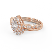 IGI Certified Pear and Round Lab Grown Diamond Bridal Set Ring
