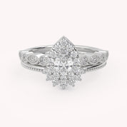 IGI Certified Pear and Round Lab Grown Diamond Bridal Set Ring