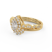 IGI Certified Pear and Round Lab Grown Diamond Bridal Set Ring