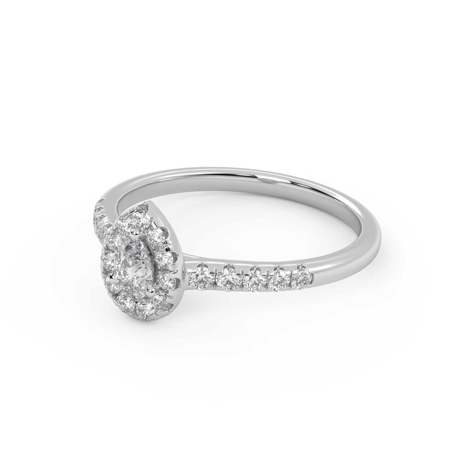 IGI Certified Teardrop Halo Ring
