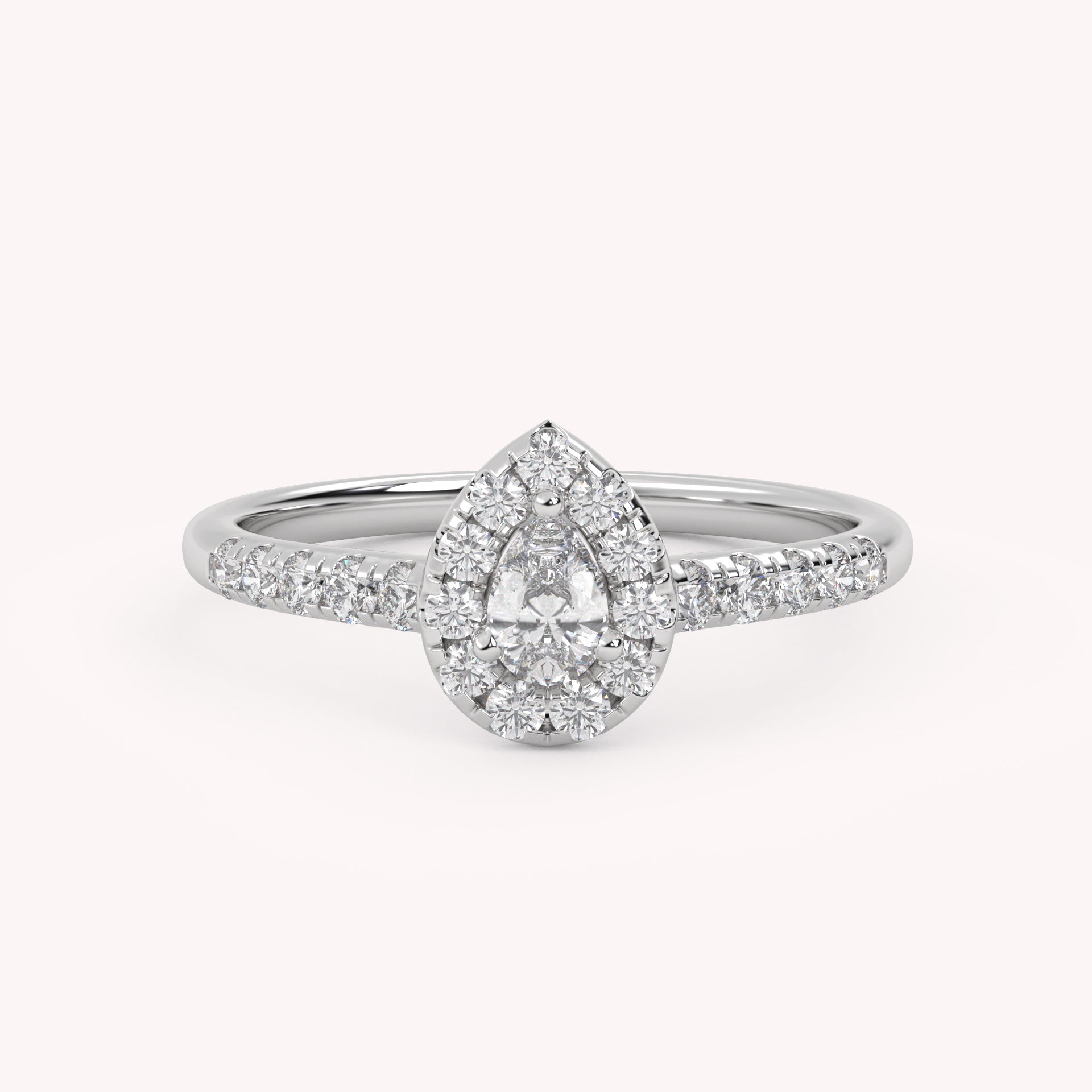 IGI Certified Teardrop Halo Ring