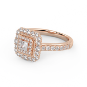 IGI Certified Princess Cut Double Halo Engagement Ring