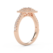 IGI Certified Princess Cut Double Halo Engagement Ring