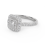 IGI Certified Princess Cut Double Halo Engagement Ring