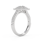 IGI Certified Princess Cut Double Halo Engagement Ring