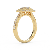 IGI Certified Princess Cut Double Halo Engagement Ring