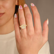 IGI Certified Princess Cut Double Halo Engagement Ring