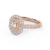 IGI Certified Emerald and Round 0.95 Carat Lab Grown Diamond Engagement Ring