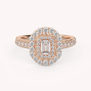 IGI Certified Emerald and Round 0.95 Carat Lab Grown Diamond Engagement Ring