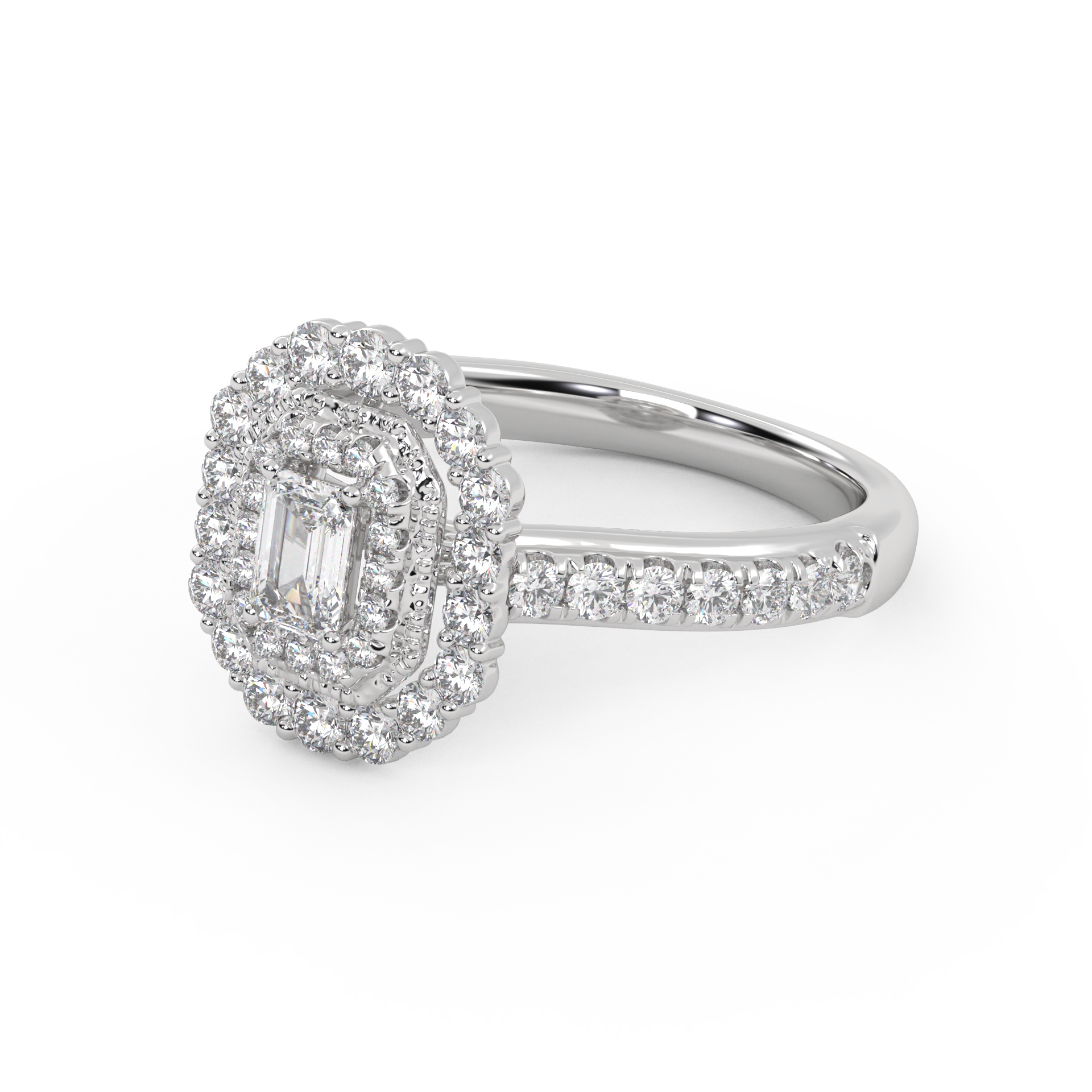 IGI Certified Emerald and Round 0.95 Carat Lab Grown Diamond Engagement Ring