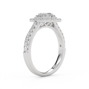 IGI Certified Emerald and Round 0.95 Carat Lab Grown Diamond Engagement Ring