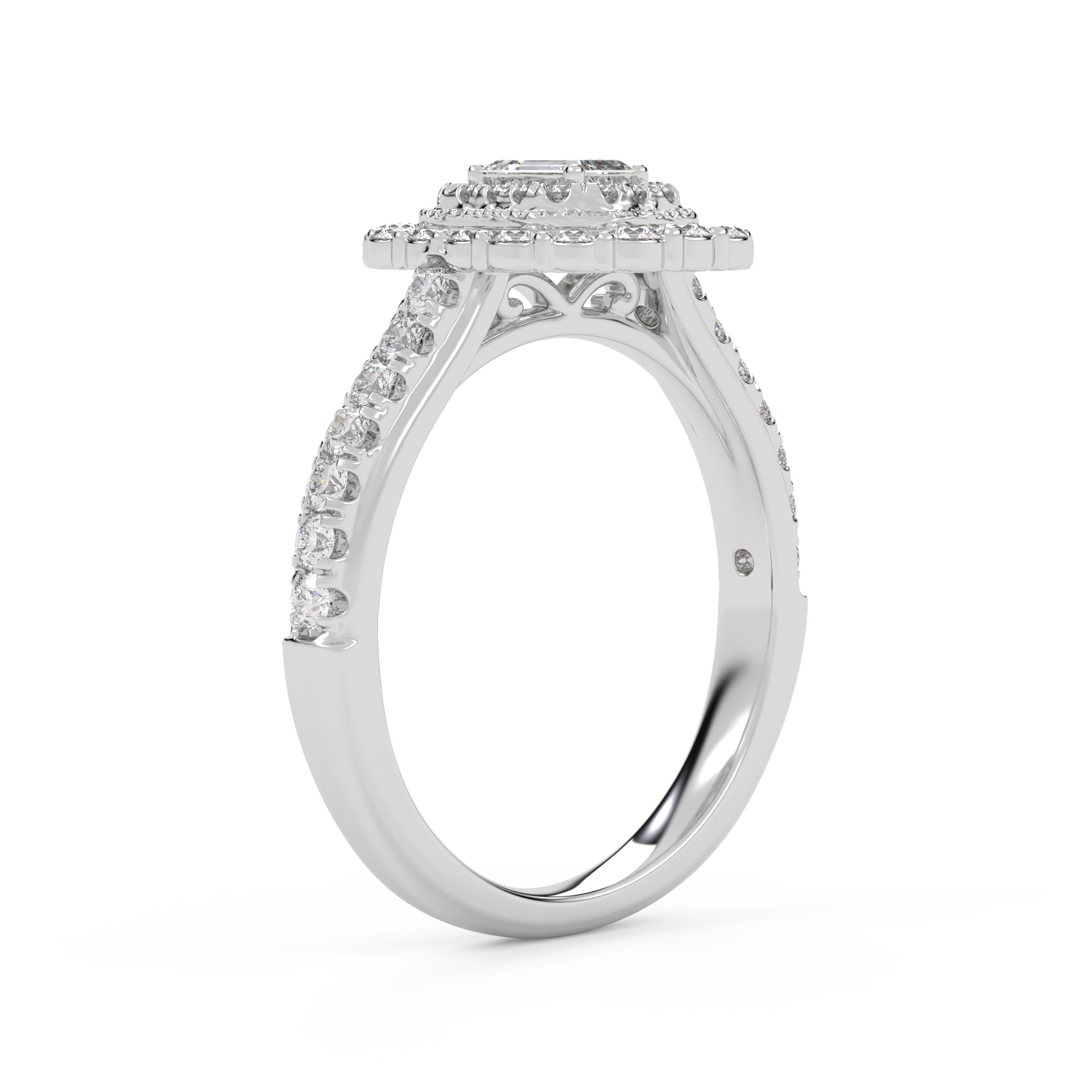 IGI Certified Emerald and Round 0.95 Carat Lab Grown Diamond Engagement Ring