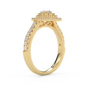 IGI Certified Pear and Round 0.90 Carat Lab Grown Diamond Double Halo Engagement Ring