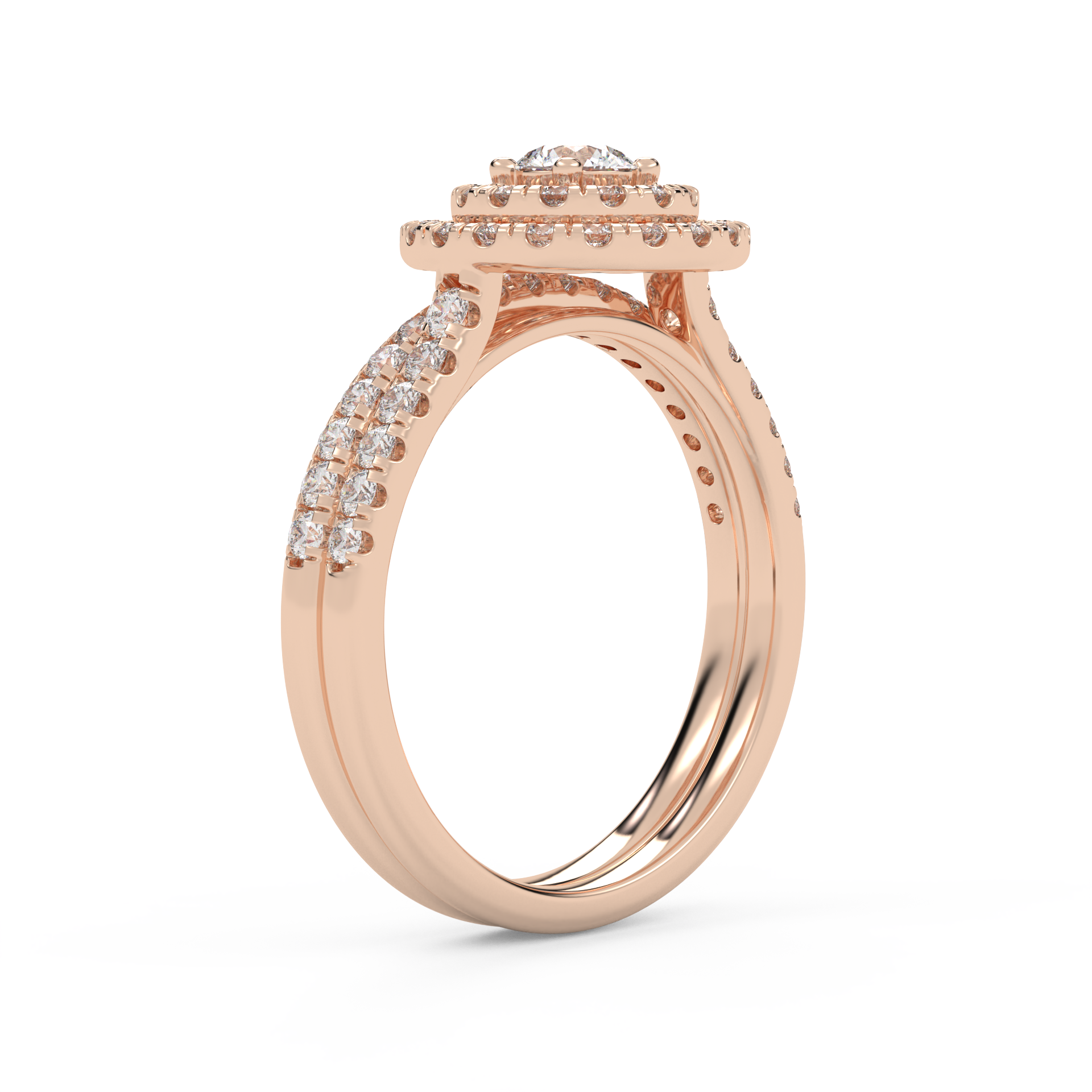 IGI Certified Round Bridal Set Ring