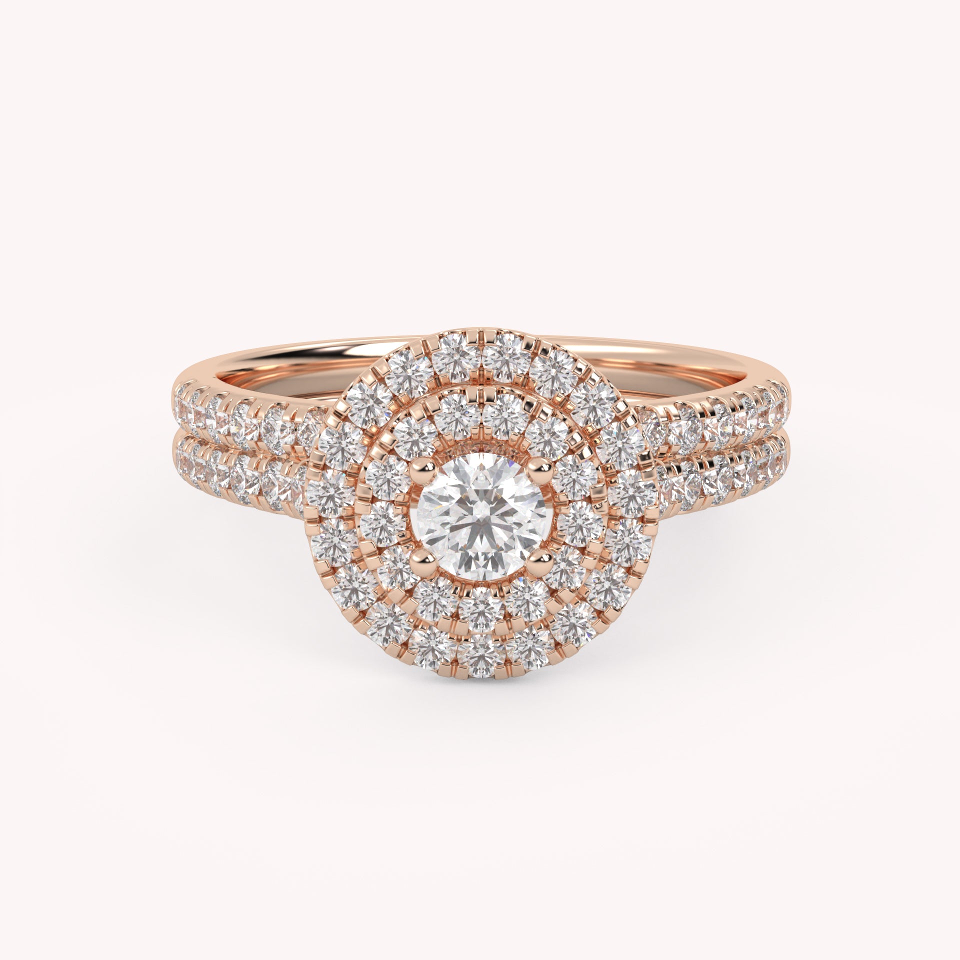 IGI Certified Round Bridal Set Ring