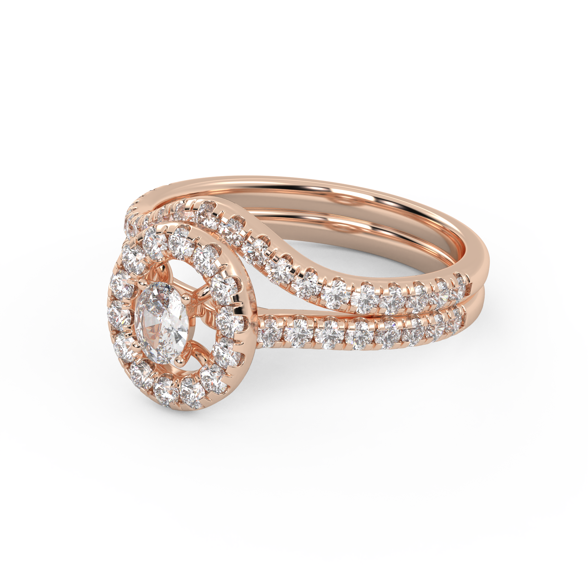 IGI Certified 0.90 Carat Curved Band Bridal Set Ring