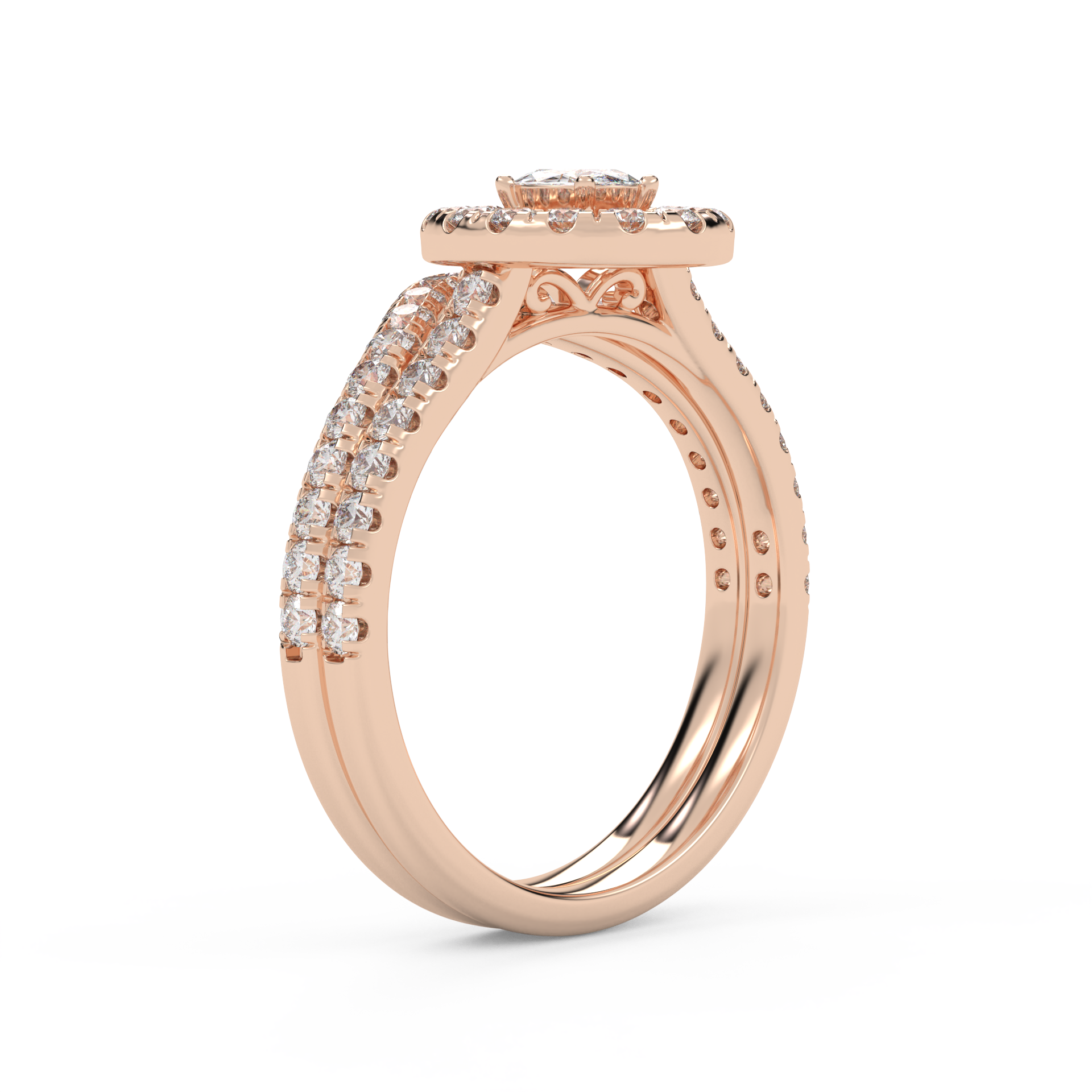 IGI Certified 0.90 Carat Curved Band Bridal Set Ring