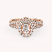 IGI Certified 0.90 Carat Curved Band Bridal Set Ring