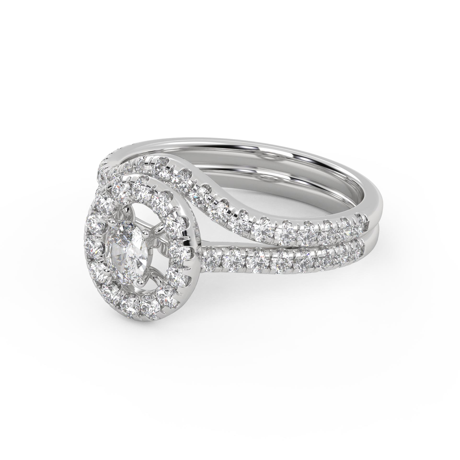 IGI Certified 0.90 Carat Curved Band Bridal Set Ring
