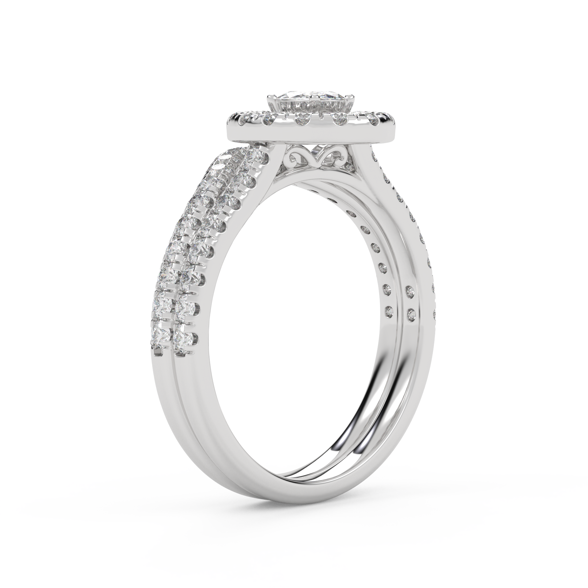 IGI Certified 0.90 Carat Curved Band Bridal Set Ring