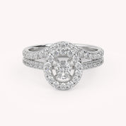 IGI Certified 0.90 Carat Curved Band Bridal Set Ring