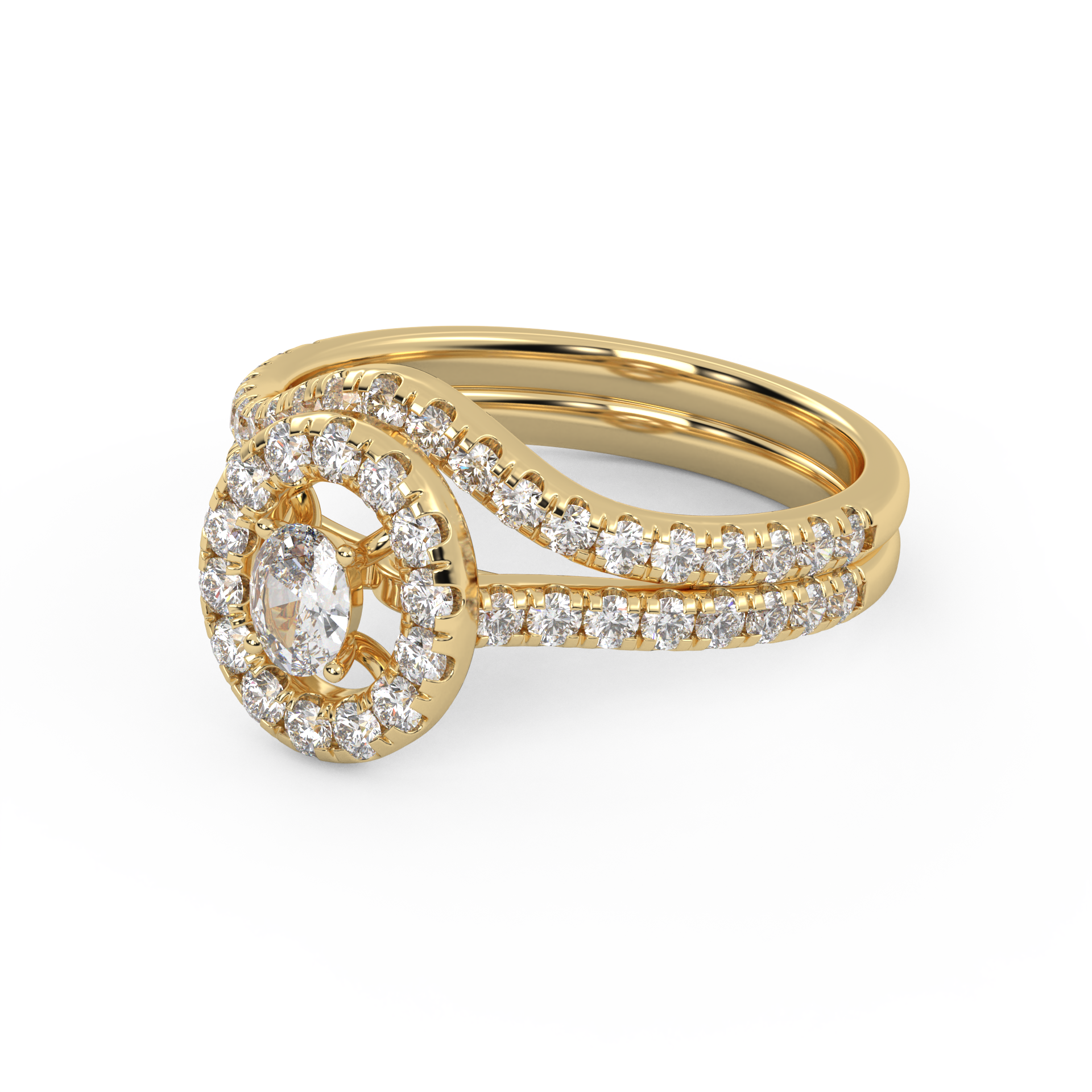 IGI Certified 0.90 Carat Curved Band Bridal Set Ring