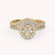 IGI Certified 0.90 Carat Curved Band Bridal Set Ring