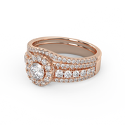 IGI Certified 1.00 Carat Halo Solitaire Cluster Bridal Set Ring