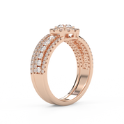 IGI Certified 1.00 Carat Halo Solitaire Cluster Bridal Set Ring