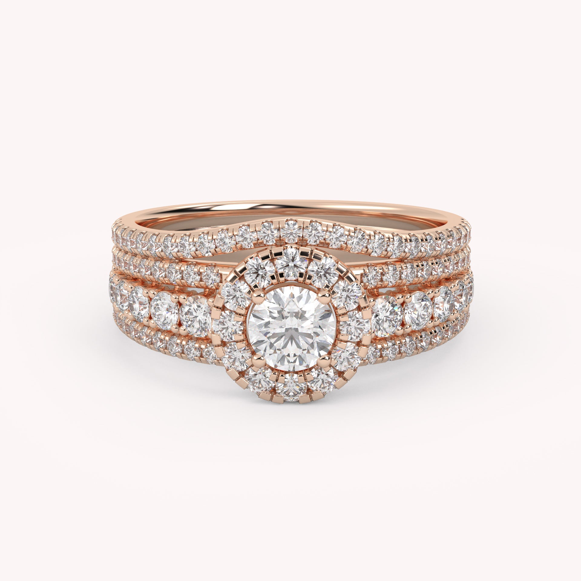 IGI Certified 1.00 Carat Halo Solitaire Cluster Bridal Set Ring