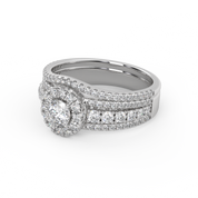IGI Certified 1.00 Carat Halo Solitaire Cluster Bridal Set Ring
