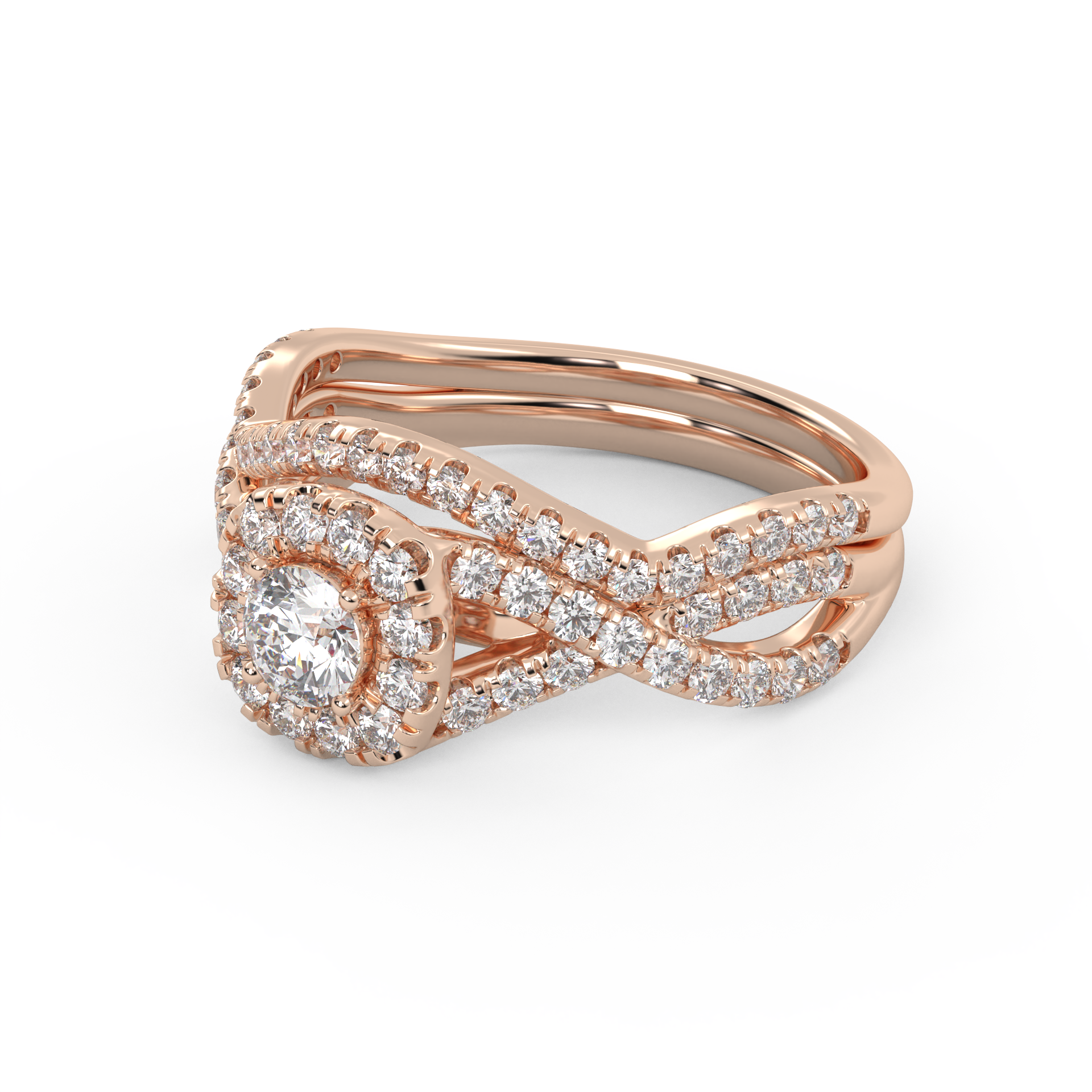 IGI Certified 1.00 Carat Infinity Halo Solitaire Cluster Bridal Set Ring