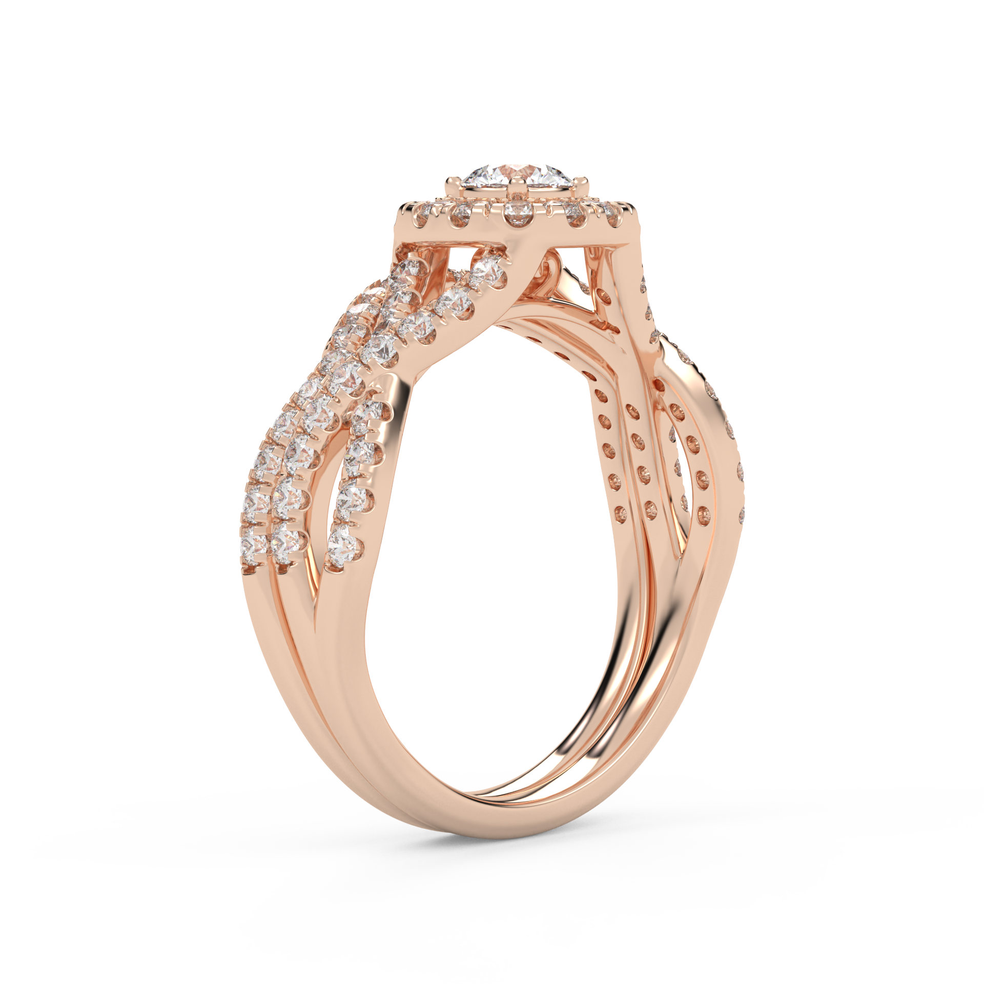 IGI Certified 1.00 Carat Infinity Halo Solitaire Cluster Bridal Set Ring