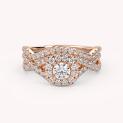 IGI Certified 1.00 Carat Infinity Halo Solitaire Cluster Bridal Set Ring