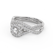 IGI Certified 1.00 Carat Infinity Halo Solitaire Cluster Bridal Set Ring