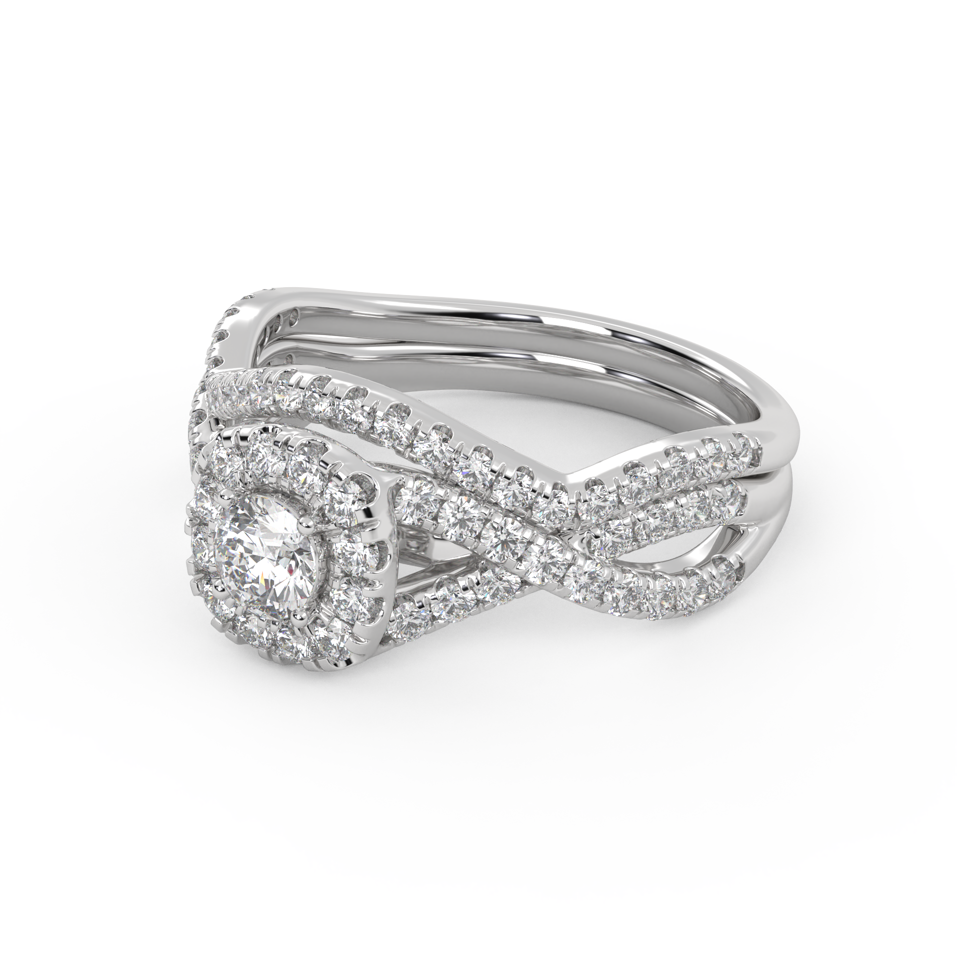 IGI Certified 1.00 Carat Infinity Halo Solitaire Cluster Bridal Set Ring