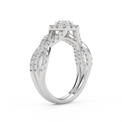 IGI Certified 1.00 Carat Infinity Halo Solitaire Cluster Bridal Set Ring