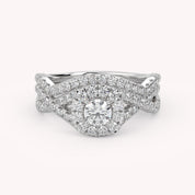 IGI Certified 1.00 Carat Infinity Halo Solitaire Cluster Bridal Set Ring
