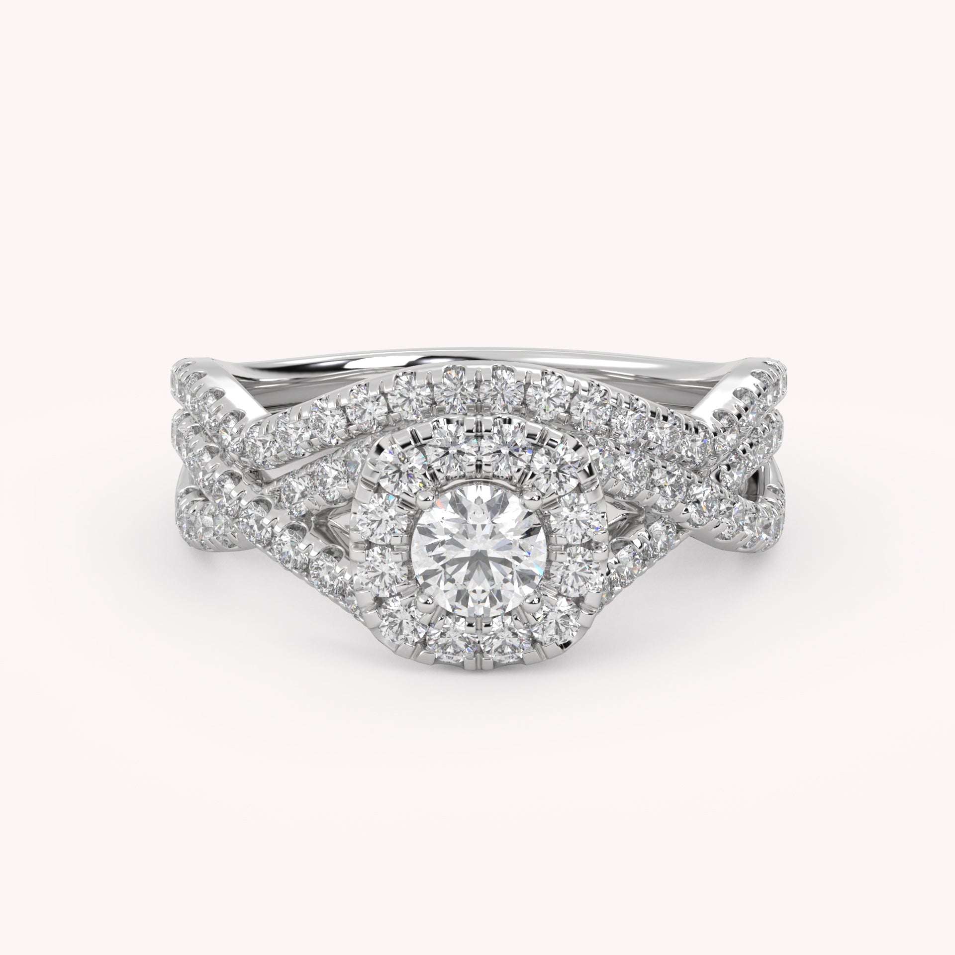 IGI Certified 1.00 Carat Infinity Halo Solitaire Cluster Bridal Set Ring