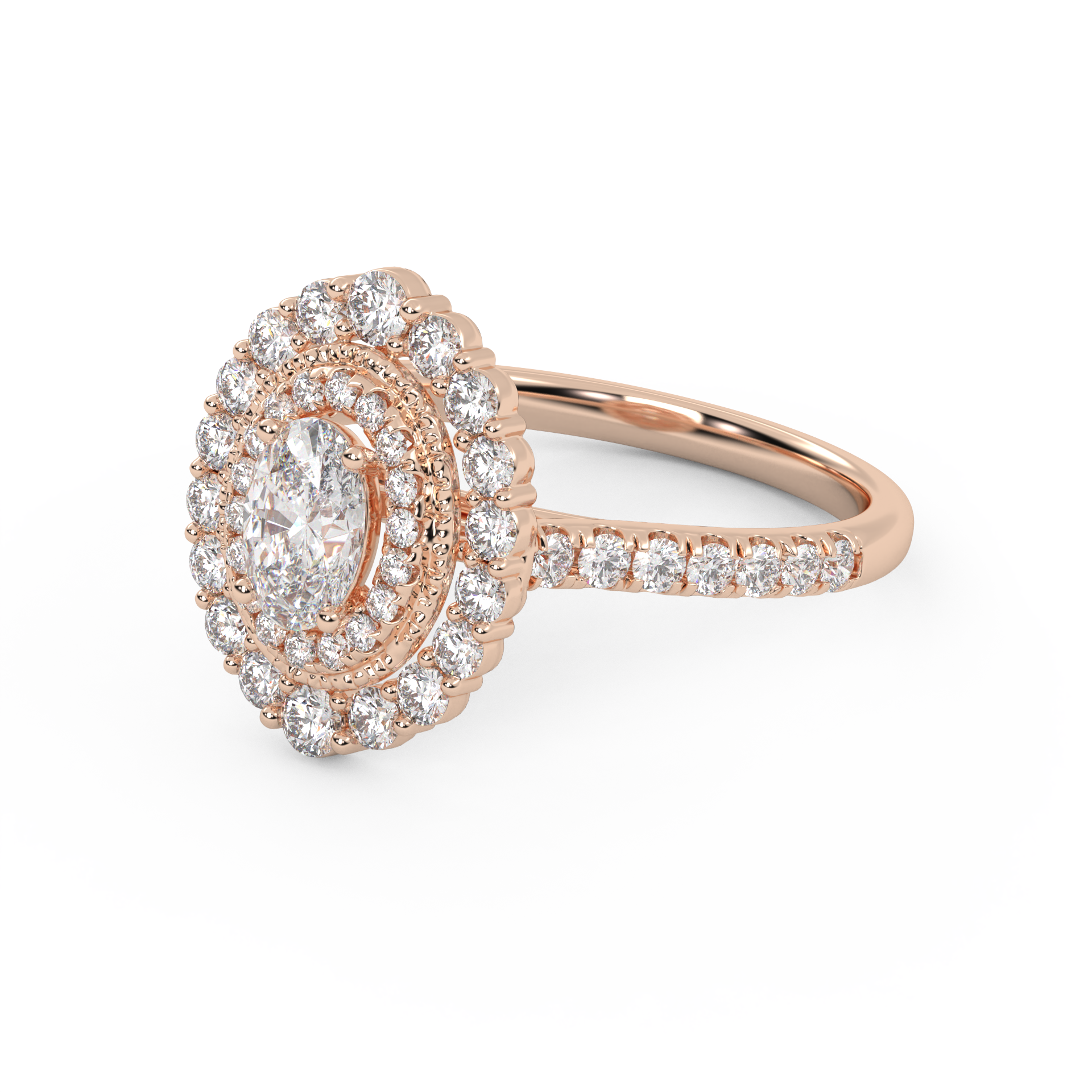 IGI Certified Oval and Round Shape 1.05 Carat Lab Grown Diamond Double Halo Engagement Ring