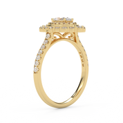 IGI Certified Oval and Round Shape 1.05 Carat Lab Grown Diamond Double Halo Engagement Ring
