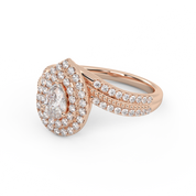 IGI Certified Bypass Double Halo Solitaire Engagement Ring